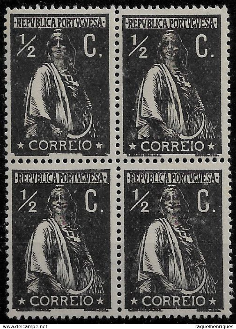 PORTUGAL 1912 CERES P:15x14 BLOCK OF 4 MH/MNH (NP#94-P12-L9) - Neufs