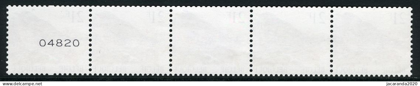 België R89-Cu - Vogels - Oiseaux - Buzin (2792) - 21F - Kramsvogel - Strook 5 Cijfers - Bande 5 Chiffres - Brede Tand ! - Coil Stamps