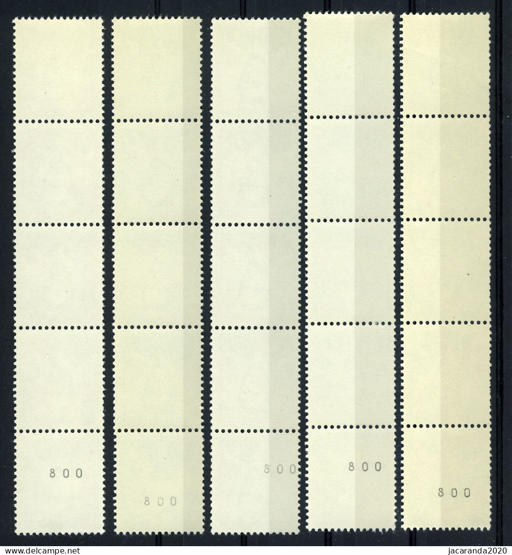 België R28-31-33-38-42 - Koning Boudewijn - Roi Baudouin - Stroken Van 5 Met IDENTIEKE Nummer:  800 - Coil Stamps