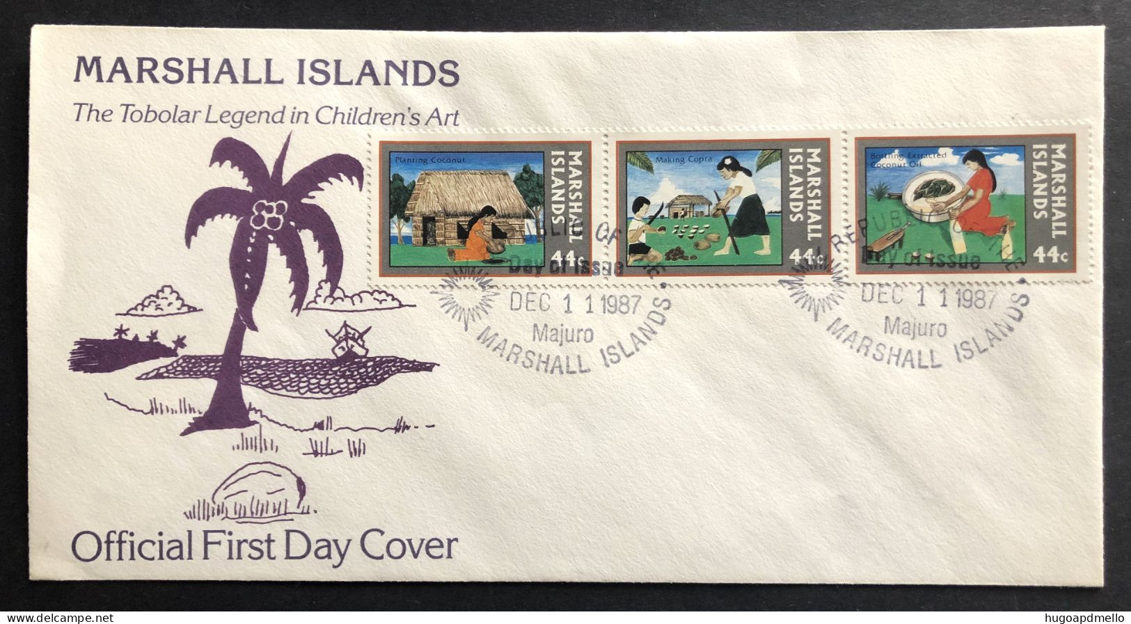 MARSHALL ISLANDS, Uncirculated FDC, « The Tobolar Legend In Children's Art », 1987 - Islas Marshall