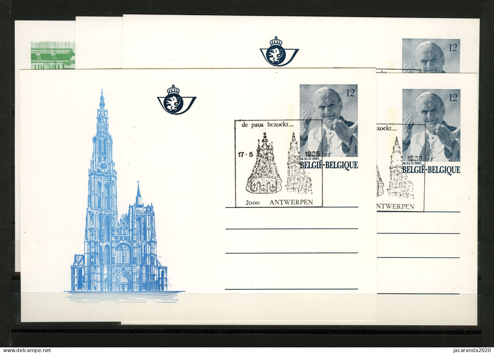 België BK34/38 - Bezoek Aan België Van Z.H. Paus Johannes-Paulus II - Visite De S.S. Le Pape Jean-Paul II - Gestempeld - Geïllustreerde Briefkaarten (1971-2014) [BK]