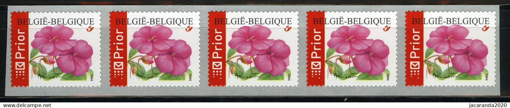 België R110 - Bloemen - Buzin (3347) - Impatiens - Vlijtig Liesje - 2004 - Strook Van 5 - Bande De 5  - Franqueo