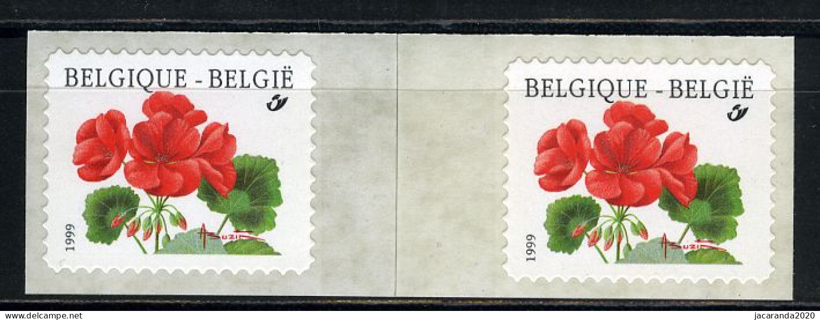 België R90b - Bloemen - Buzin (2854) - Geranium - Met PAPIERLAS - Franqueo