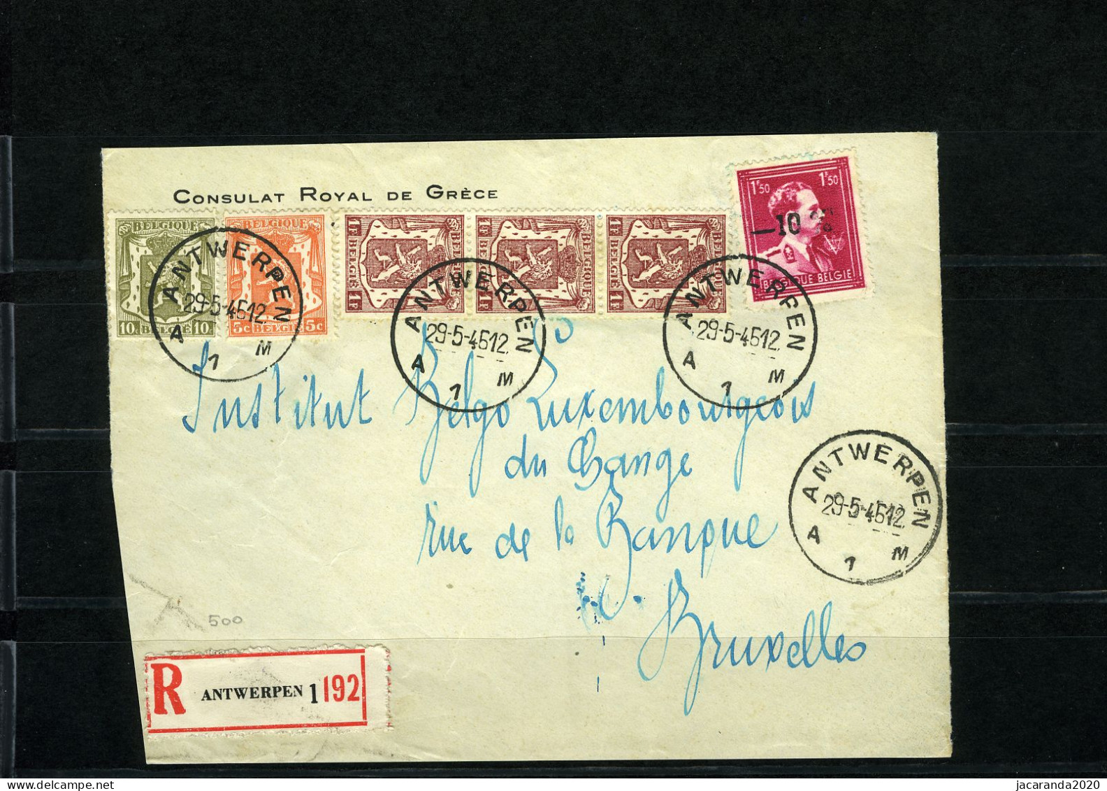 België 724N - Op Brief - Sur Lettre - Aangetekend - Recommandé - Antwerpen 1 - 1946 -10%