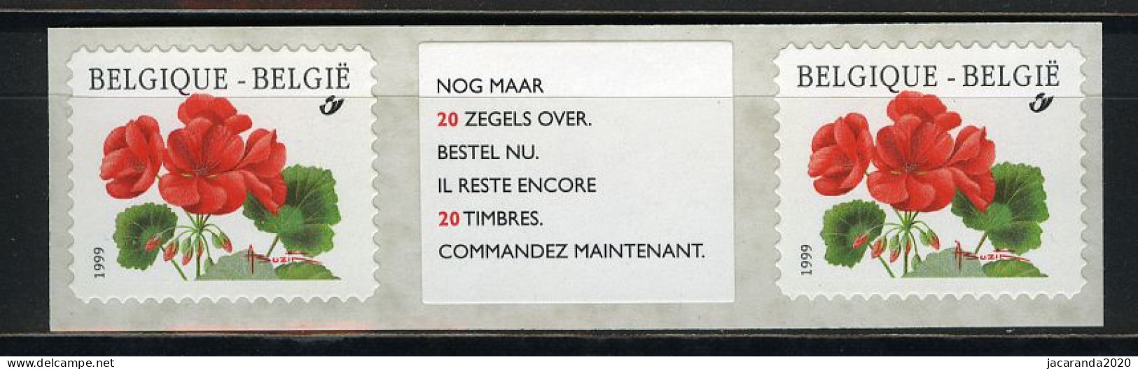 België R90 - Bloemen - Buzin (2854) - Geranium - Met Tekst  - "Nog Maar 20 Zegels Over" - Rouleaux