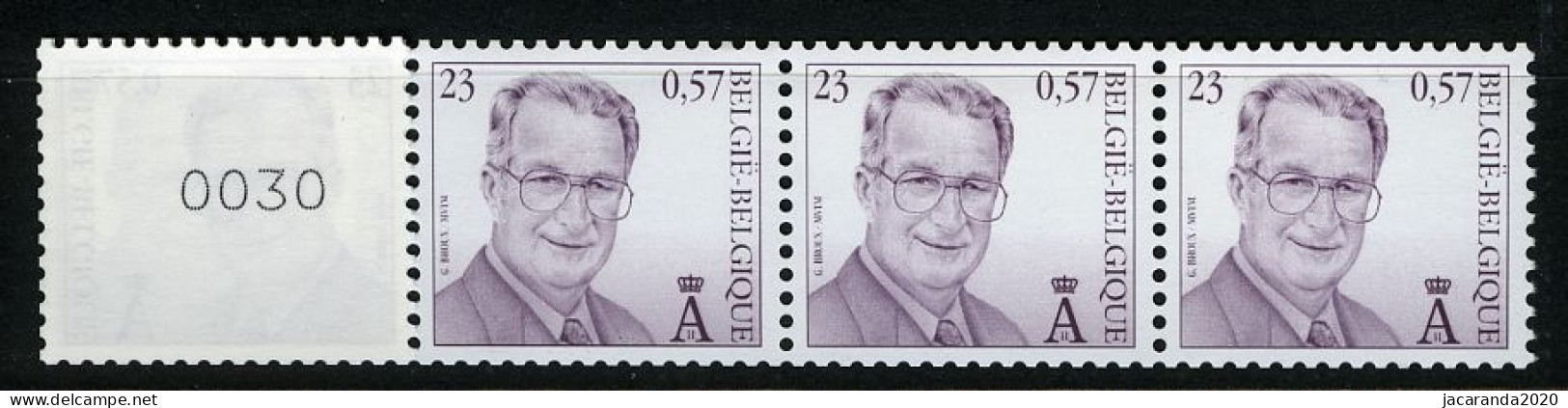 België R102a - K. Albert (2933) - 23F - Strook Van 5 Met Nummer (4 Cijfers) - Bande De 5 Avec Numéro (4 Chiffres) - Coil Stamps