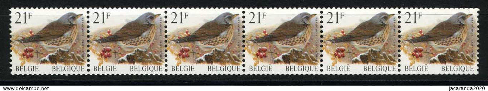 België R87a - Vogels - Oiseaux - Buzin (2792) - Strook Van 6 ZONDER NUMMER - SANS NUMERO - UITERST ZELDZAAM - RRR  - Coil Stamps