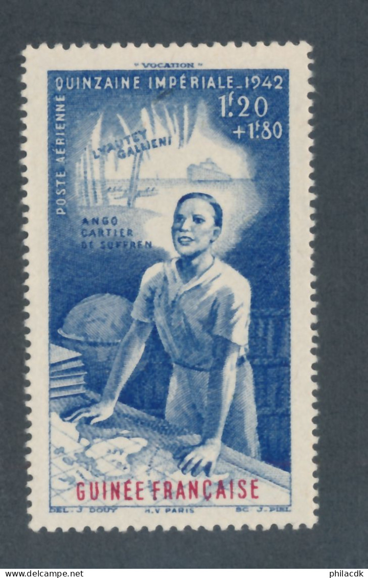 GUINEE - POSTE AERIENNE N° 9 NEUF* AVEC CHARNIERE - 1942 - Autres & Non Classés