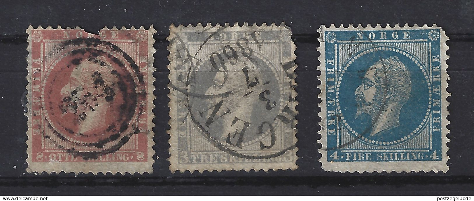 Noorwegen Norway 3/5 Used 1856 (CW 200,- Euro) ; Out Of FIRST SERIE ONLY 10% Of Catalogue Value - Usados