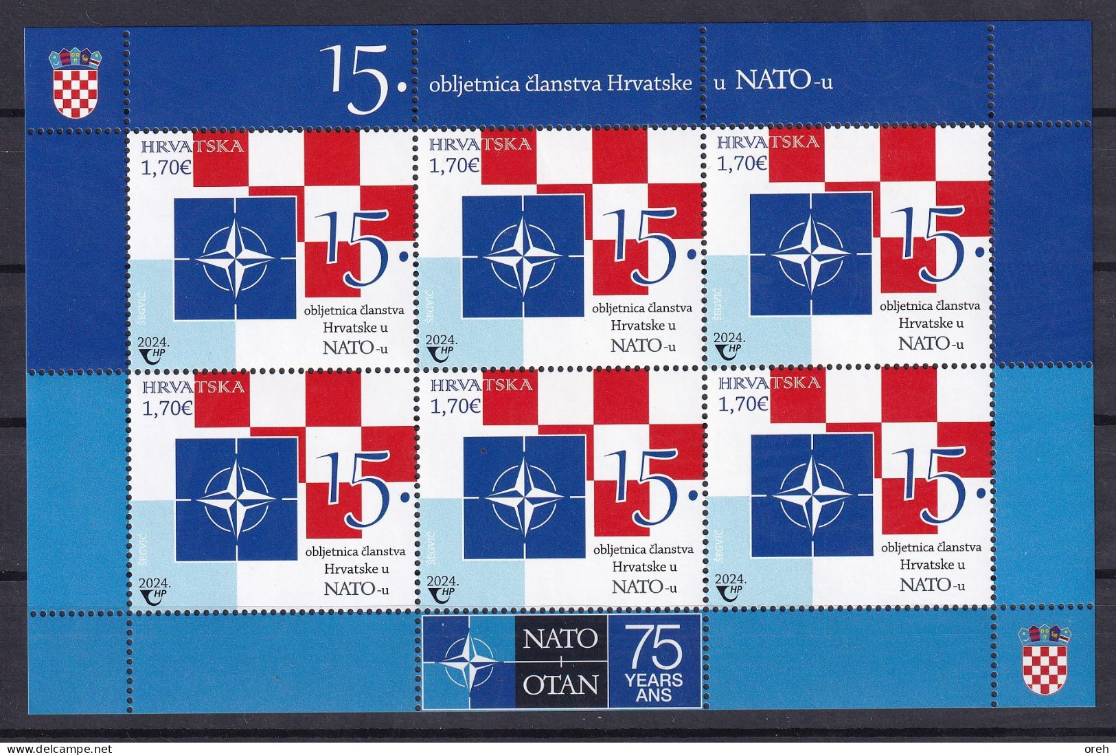 CROATIA 2024,15th ANNIVERSARY OF CROATIA'S MEMBERSHIP IN NATO,SHEET, MNH - Kroatien