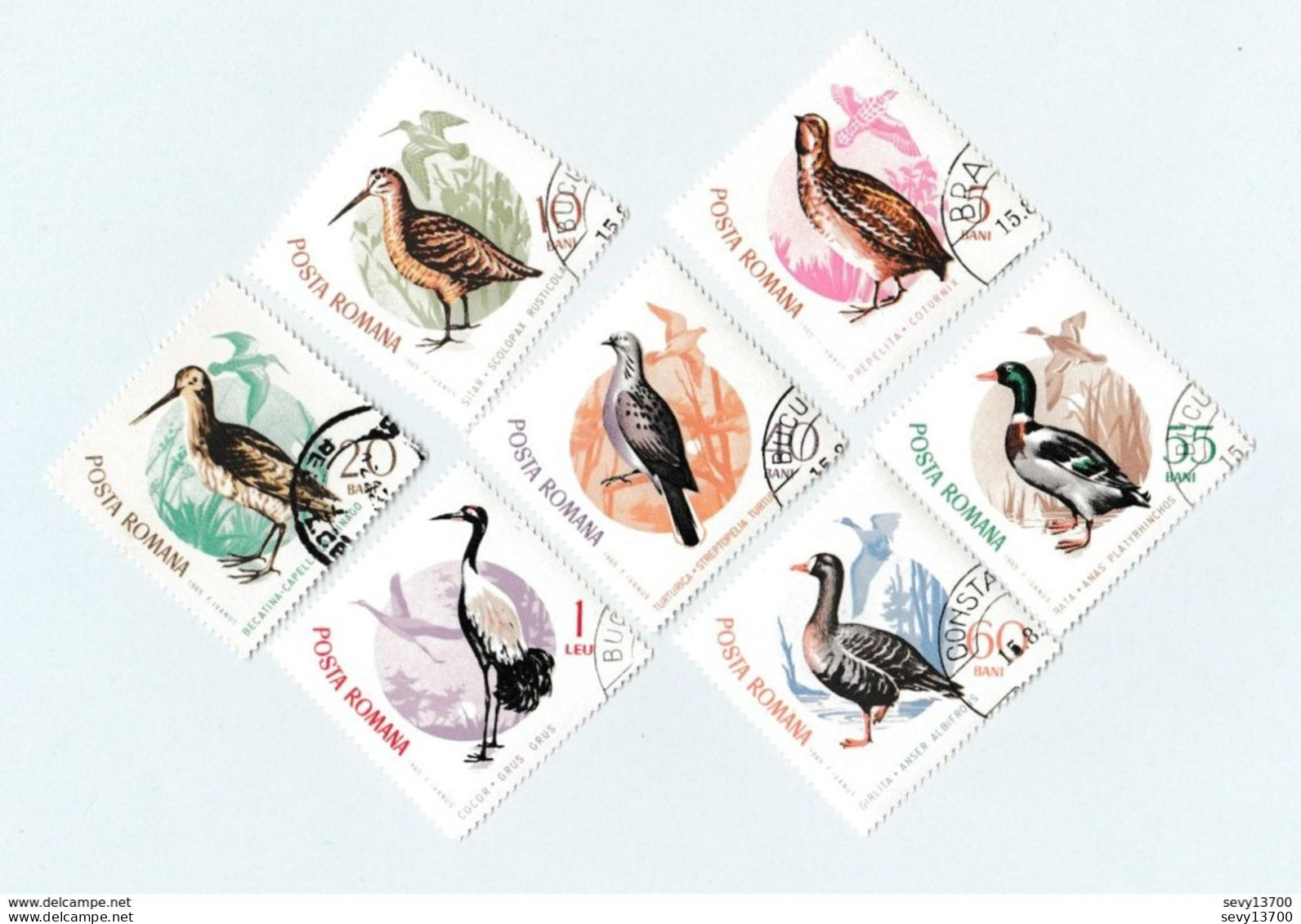 Roumanie lot de 40 timbres les animaux - marcassin, faon, les poissons, oiseaux, lézard, serpents, salamandre