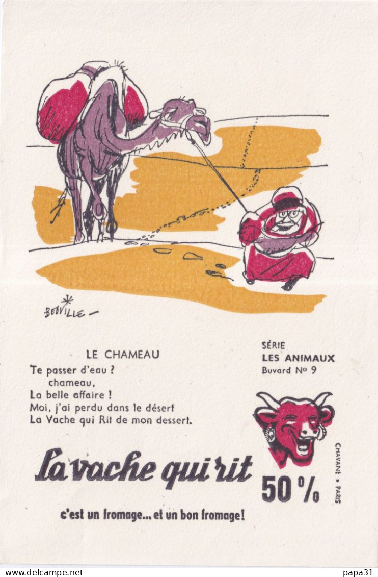 Buvard - La Vache Qui Rit - Série Les Animaux - Illustration Beuville - N°10 - Le CHAMEAU - Autres & Non Classés