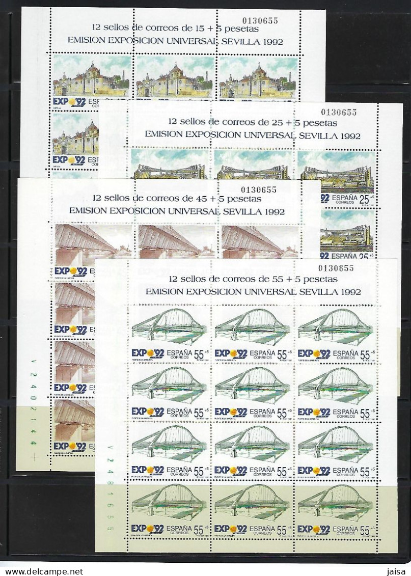ESPAÑA . Año 1991. Expo. Universal De Sevilla. MP 24-27.Igual Numeración. - Blocks & Sheetlets & Panes