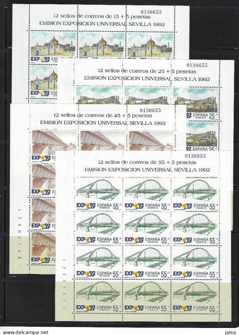 ESPAÑA . Año 1991. Expo. Universal De Sevilla. MP 24-27.Igual Numeración. - Blocs & Hojas