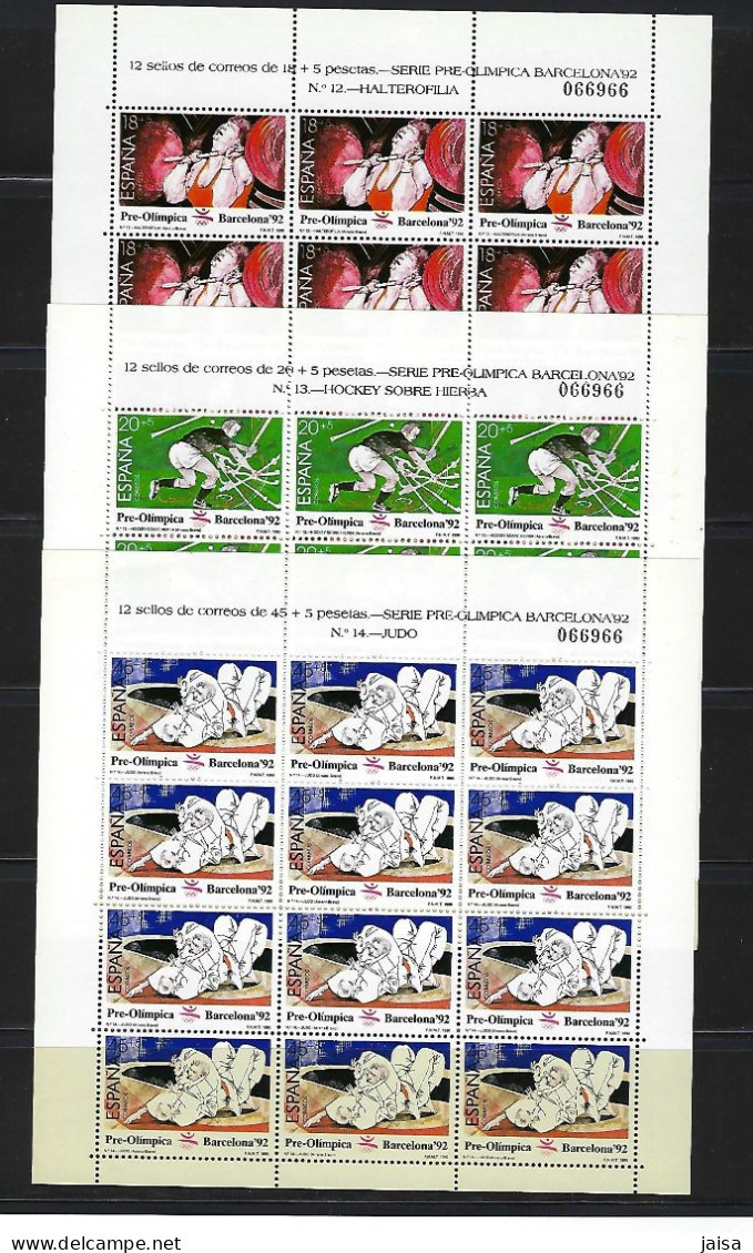 ESPAÑA. Año 1990.Barcelona 92.MP 10-12 .IGUAL NUMERACIÓN - Blocks & Sheetlets & Panes