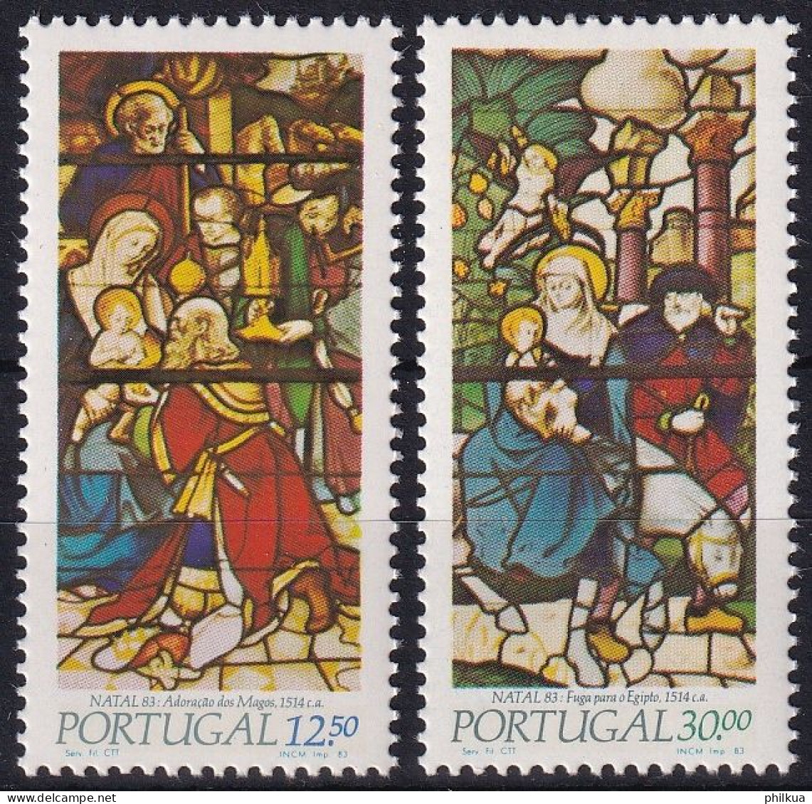 MiNr. 1615 - 1616 Portugal 1983, 23. Nov. Weihnachten: Glasfenster Aus Dem Kloster Batalha - Postfrisch/**/MNH - Nuevos