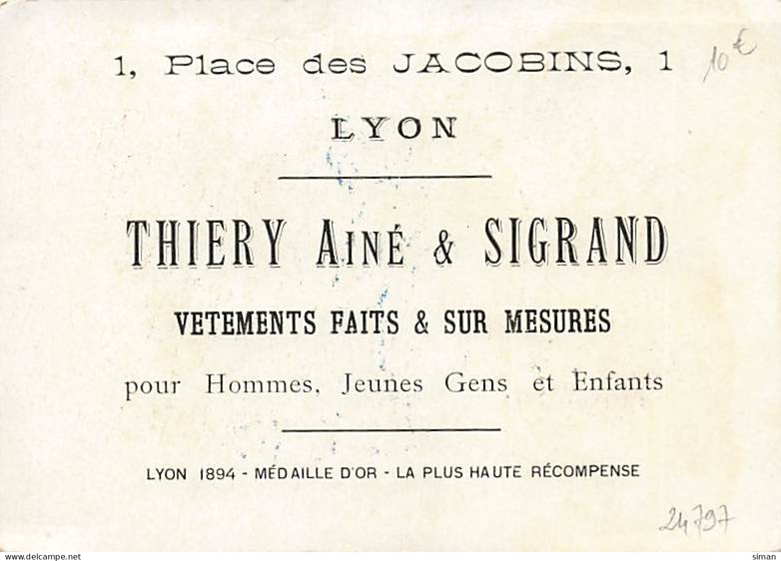 N°24797 - Chats Habillés, Concert - Publicité Thiery Ainé & Sigrand, Vêtements Faits Sur Mesure - Lyon - Dressed Animals