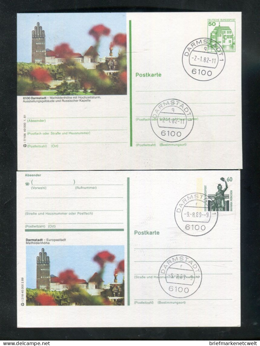 "BUNDESREPUBLIK DEUTSCHLAND" 1981, 2 Bildpostkarten Je Mit Bildgleichem Stempel Ex "DARMSTADT" (B1009) - Postales Ilustrados - Usados