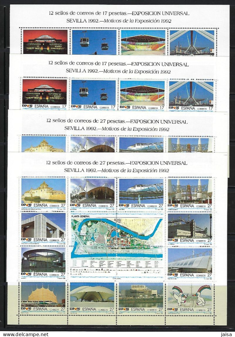 ESPAÑA. Año 1992. EXPO 92. 4 Minipliegos. - Blocs & Feuillets