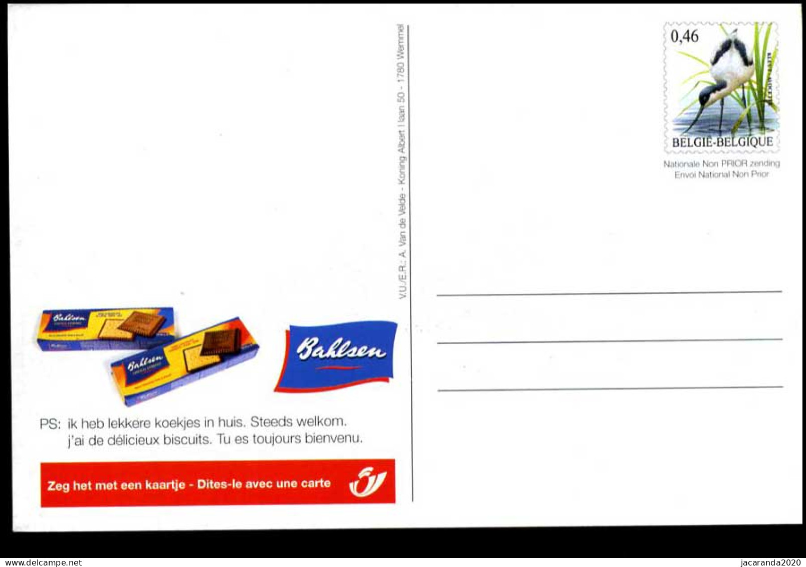 3479 BK - Briefkaart - Zeg Het Met Een Kaartje "With Love" - Vogels - Buzin - Kluut - Avocette - Bahlzen Koekjes - Cartoline Illustrate (1971-2014) [BK]