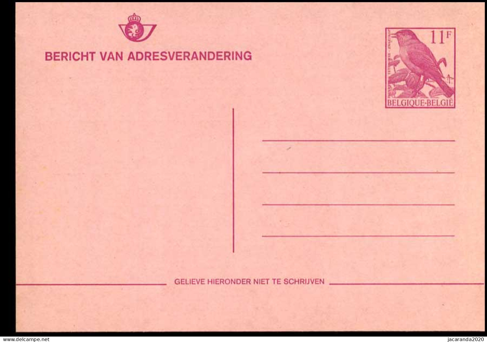 Buzin BK - Briefkaart - Adreswijziging - Changement D'adresse - Vogels - Buzin - Zwartkop - Tête Npire - NL - Avviso Cambiamento Indirizzo