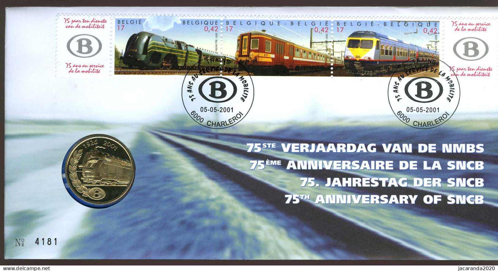 België 2993/95 NUM - Numisletter - Treinen - 75 Jaar NMBS - Transport - Trains - 75 Ans De La SNCB - 2001 - Numisletters