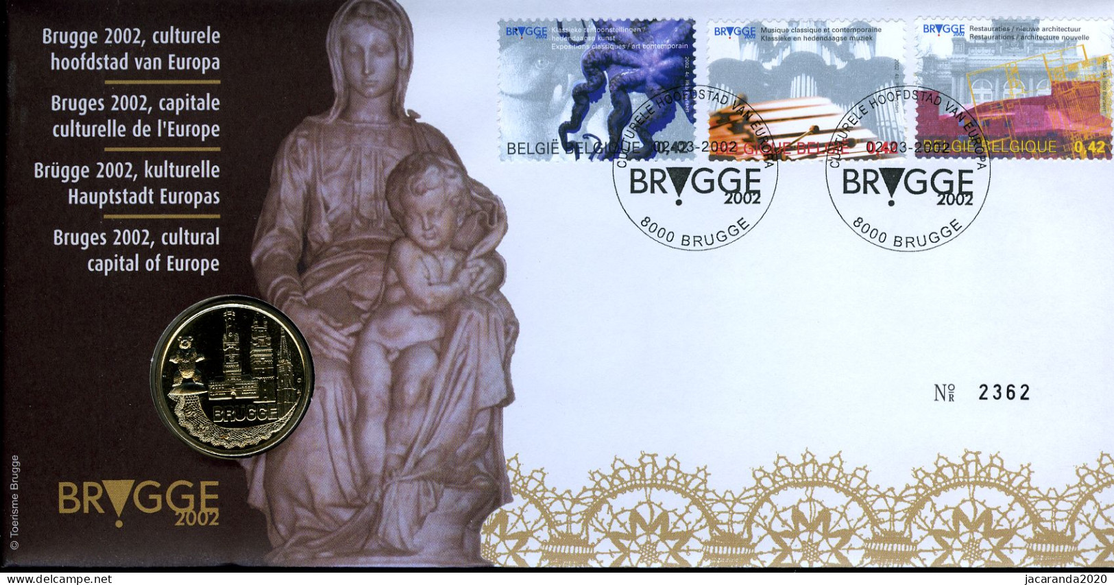 België 3058/60 NUM - Numisletter - Brugge 2002 - Culturele Hoofdstad Van Europa - Architectuur - Muziek - Kunst - 2002 - Numisletters