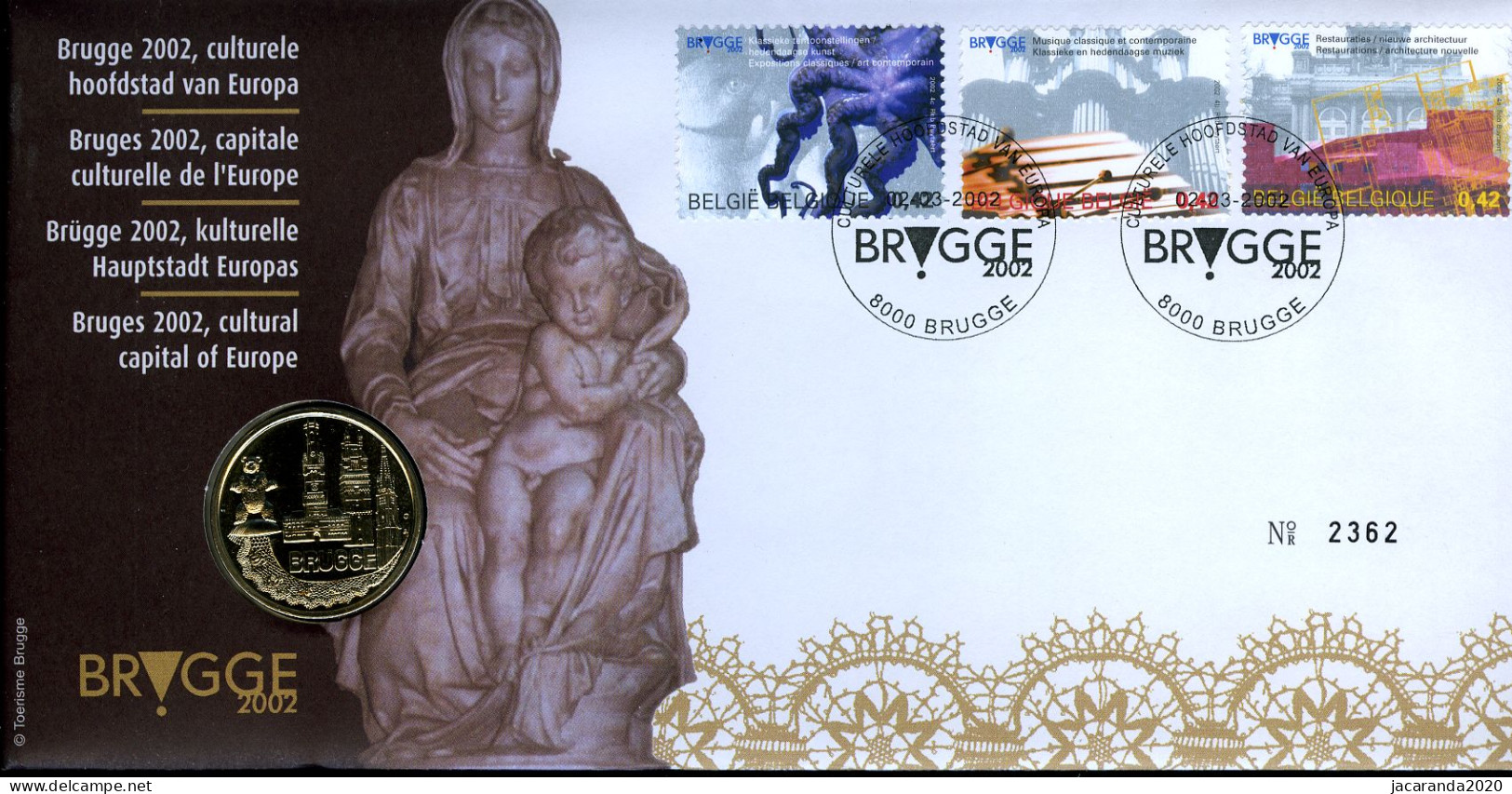 België 3058/60 NUM - Numisletter - Brugge 2002 - Culturele Hoofdstad Van Europa - Architectuur - Muziek - Kunst - 2002 - Numisletter