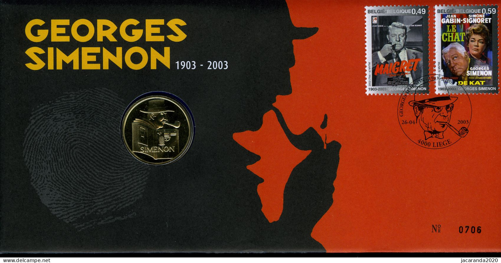 België 3167/68 NUM - Numisletter - Georges Simenon - Maigret - Le Chat - Jean Gabin - Simone Signoret - 2003 - Numisletters