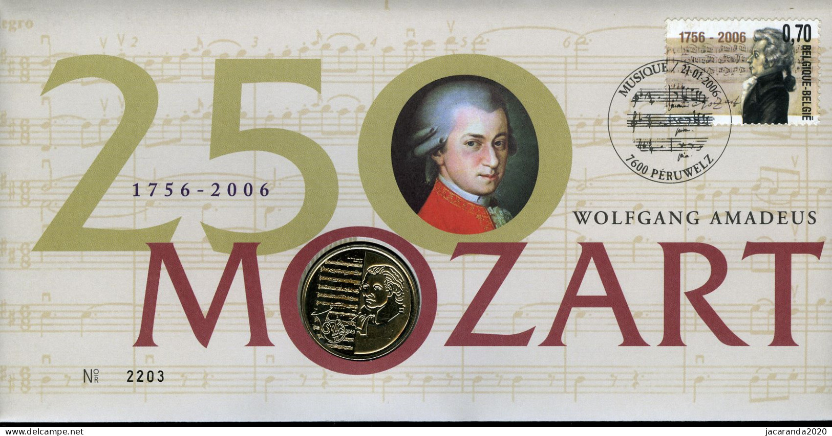 België 3470 NUM - Numisletter - Muziek - Musique - Wolfgang Amadeus Mozart - 2006 - Numisletters