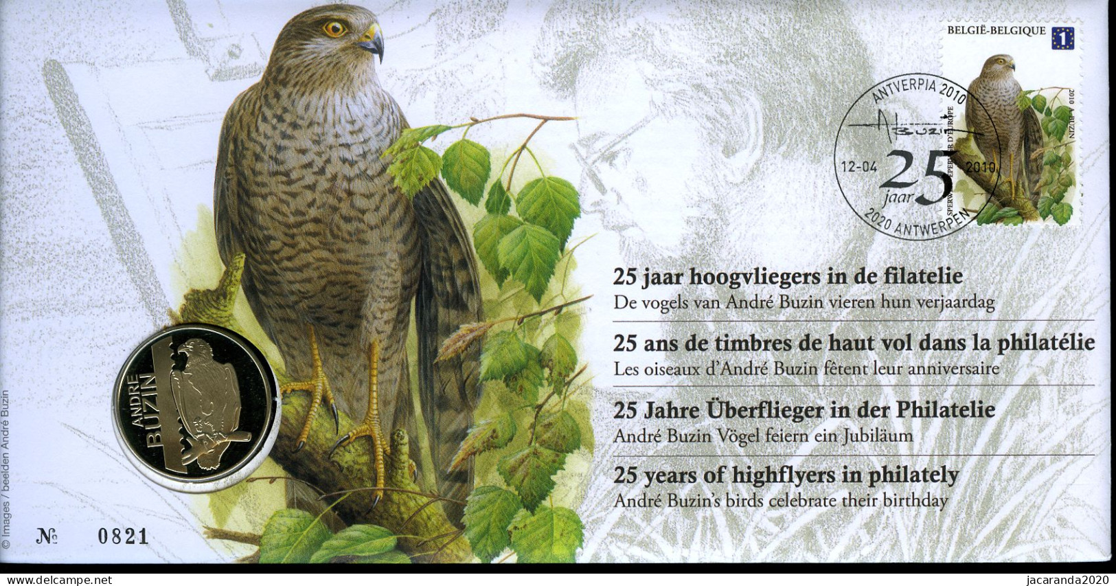 België 4032 NUM - Numisletter - Vogels - Sperwer - Oiseaux - 25 Jaar Hoogvliegers In De Filatelie - André Buzin - 2010 - Numisletters