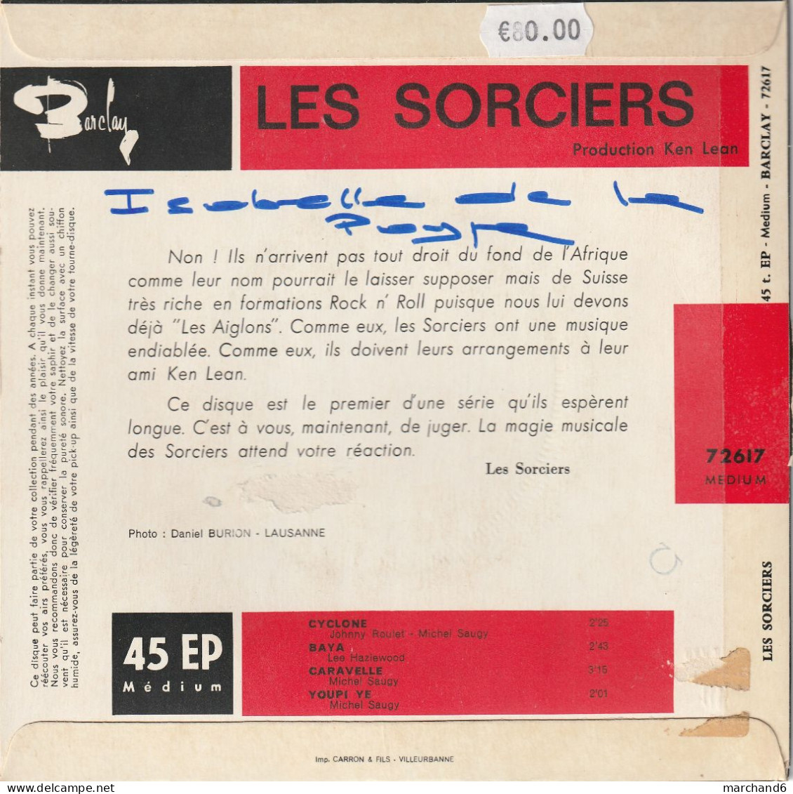 Lles Sorciers Barclay Biem N°72617 B Cyclone / Baya / Caravelle / Youpi Ye [groupe Sud Africain] - Autres & Non Classés