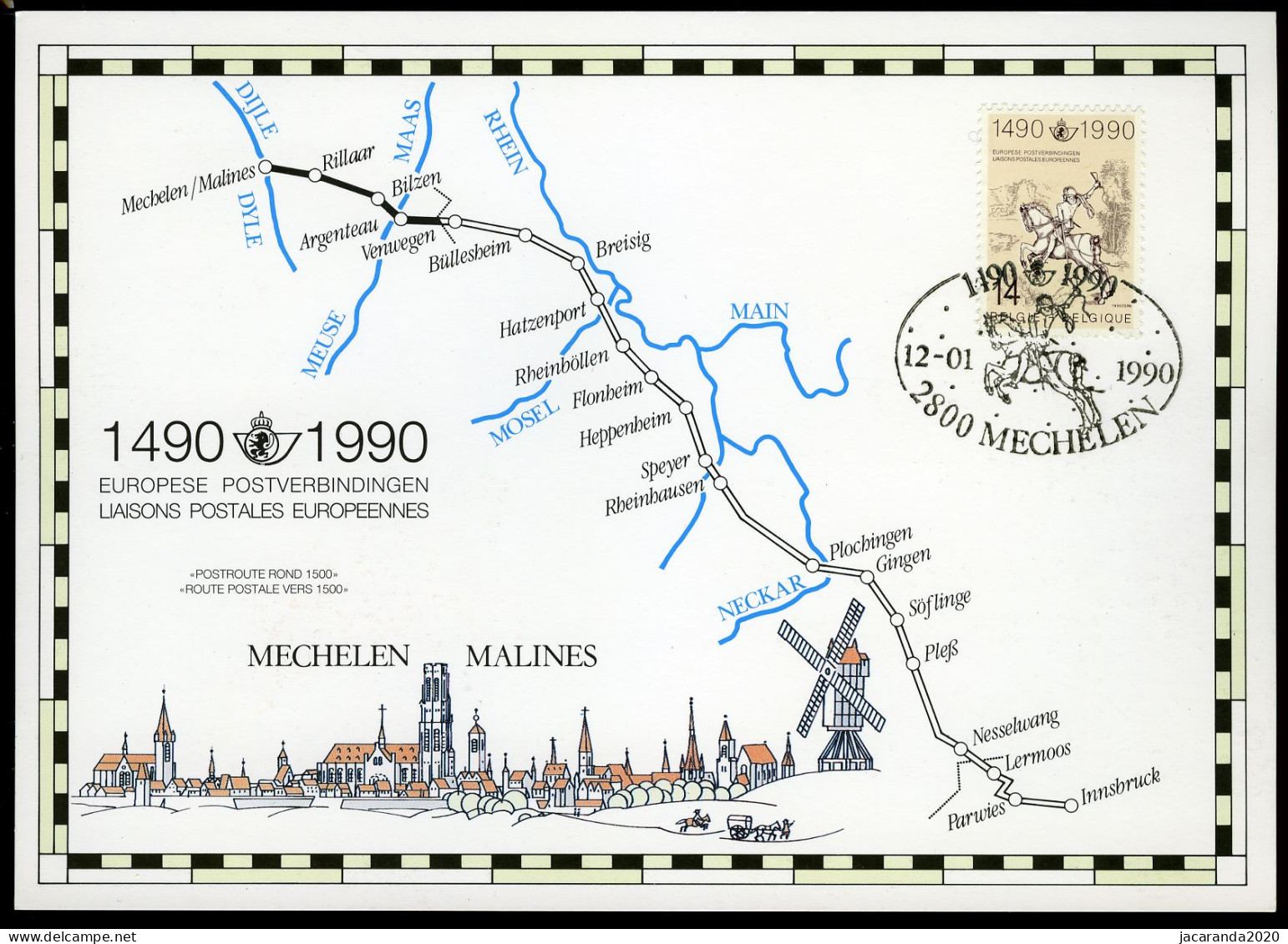 België 2350 HK - 500 Jaar 1e Postverbinding Innsbruck-Mechelen - Gem. Uitgifte Met Duitsland, Berlijn, DDR, Oostenrijk - Erinnerungskarten – Gemeinschaftsausgaben [HK]