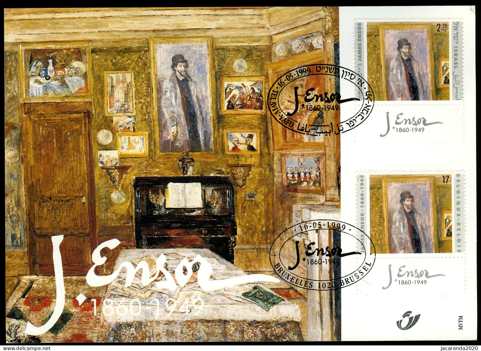 België 2822 HK - James Ensor - Gem. Uitgifte Met Israël - 1999 - Cartes Souvenir – Emissions Communes [HK]