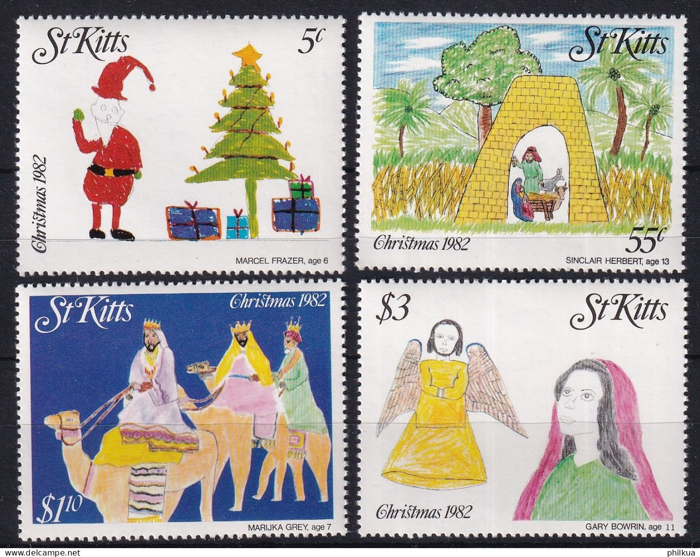 MiNr. 93 - 96 St. Christopher St. Kitts 1982, 20. Okt. Weihnachten - Postfrisch/**/MNH - St.Kitts And Nevis ( 1983-...)