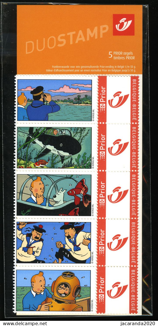 België 3274 - Duostamp - Strips - BD - Kuifje - Tintin - Tim - Duikboot - Hergé - Strook Van 5 - In Originele Verpakking - Ungebraucht