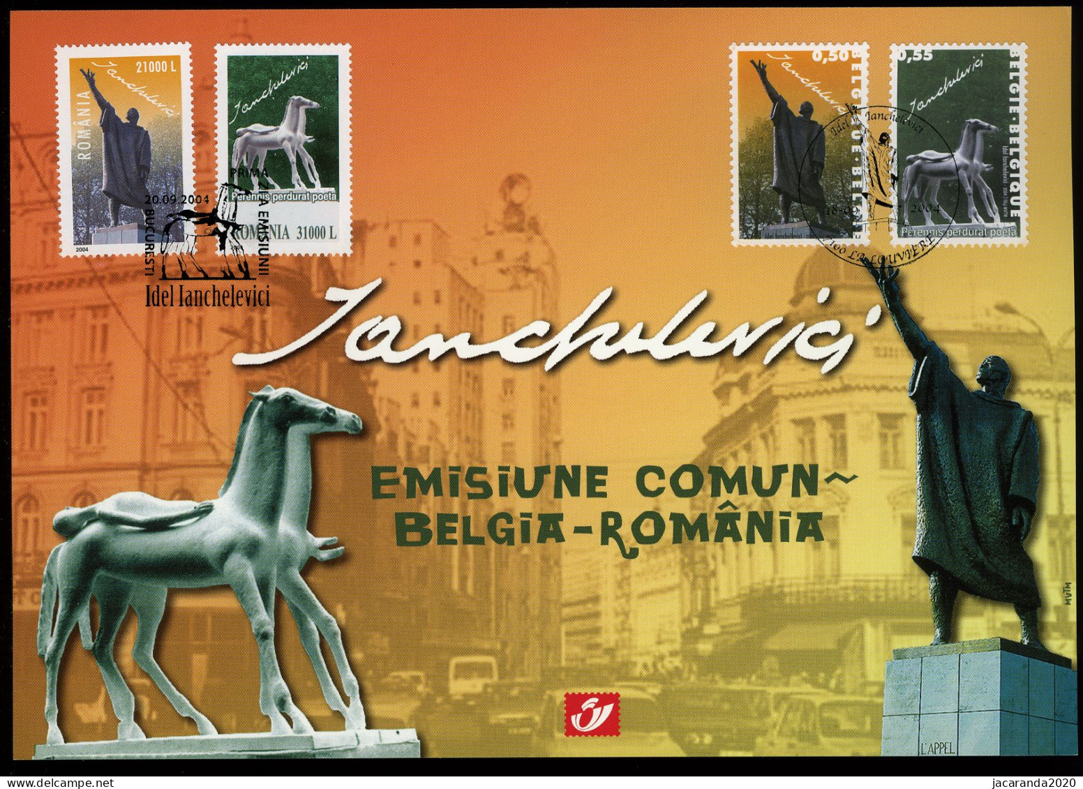 België 3308 HK - Idel Ianchelevici - Gem. Uitgifte Met Roemenië - 2004 - Cartoline Commemorative - Emissioni Congiunte [HK]