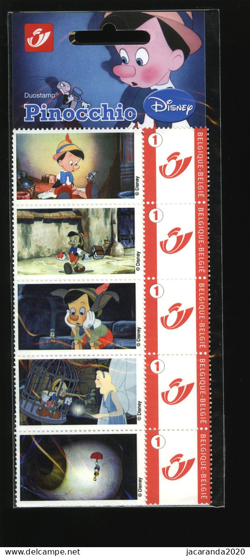 België 3700 - Duostamp - Disney - Pinokkio - Pinocchio - Strook Van 5 - In Originele Verpakking - Sous Blister - Ungebraucht