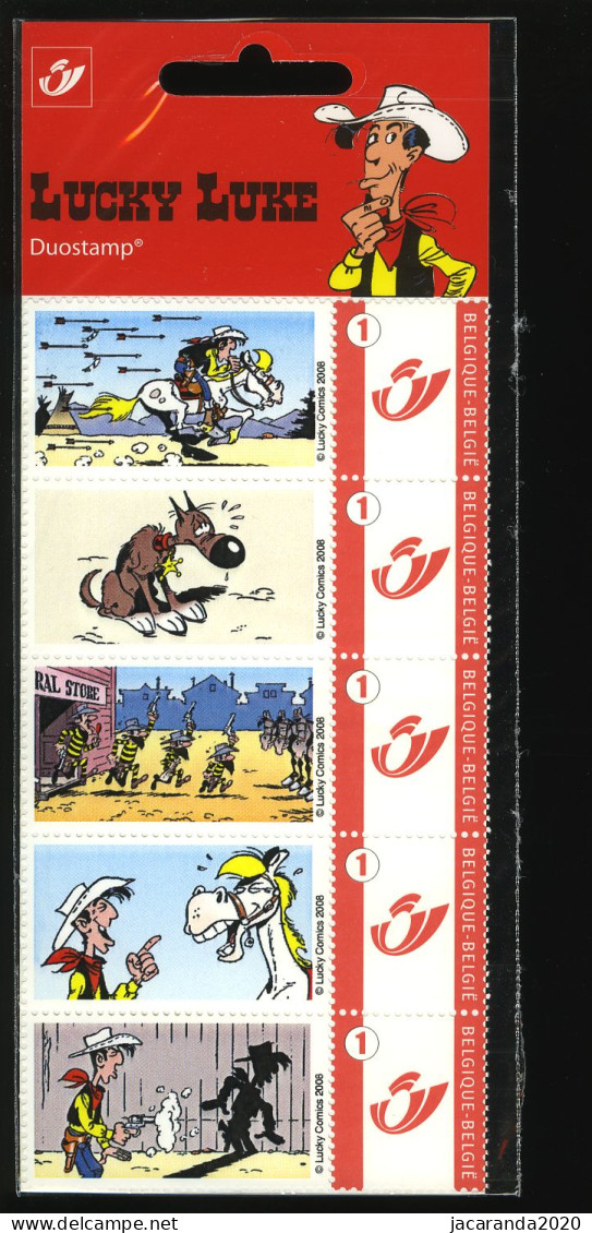 België 3700 - Duostamp - Strips - BD - Comics - Lucky Luke - Strook Van 5 - In Originele Verpakking - Sous Blister - Ungebraucht