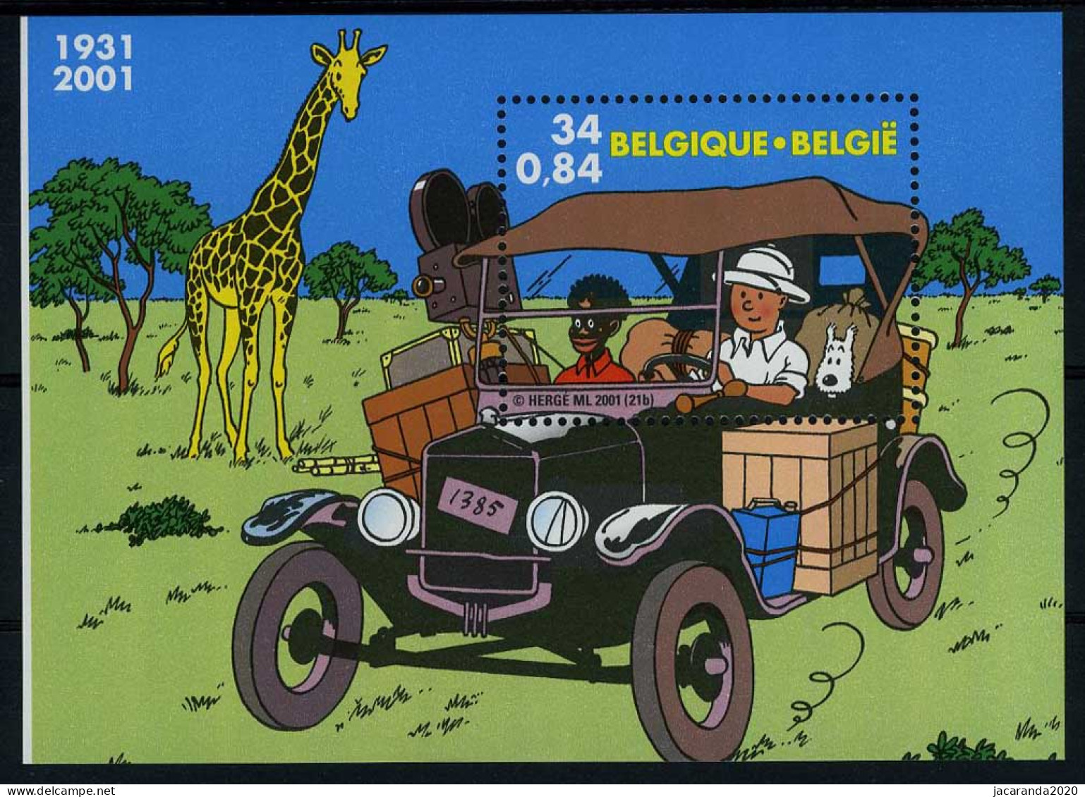 België BL93 ** - Strips - Kuifje In Afrika - Tintin Au Congo - Met Witte Boord Links - Avec Bord Blanc à Gauche - SUP - Other & Unclassified