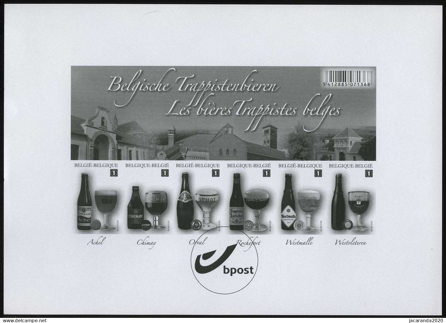 België GCA17 - 2012 - Belgische Trappistenbieren - (BL197) - B&W Sheetlets, Courtesu Of The Post  [ZN & GC]