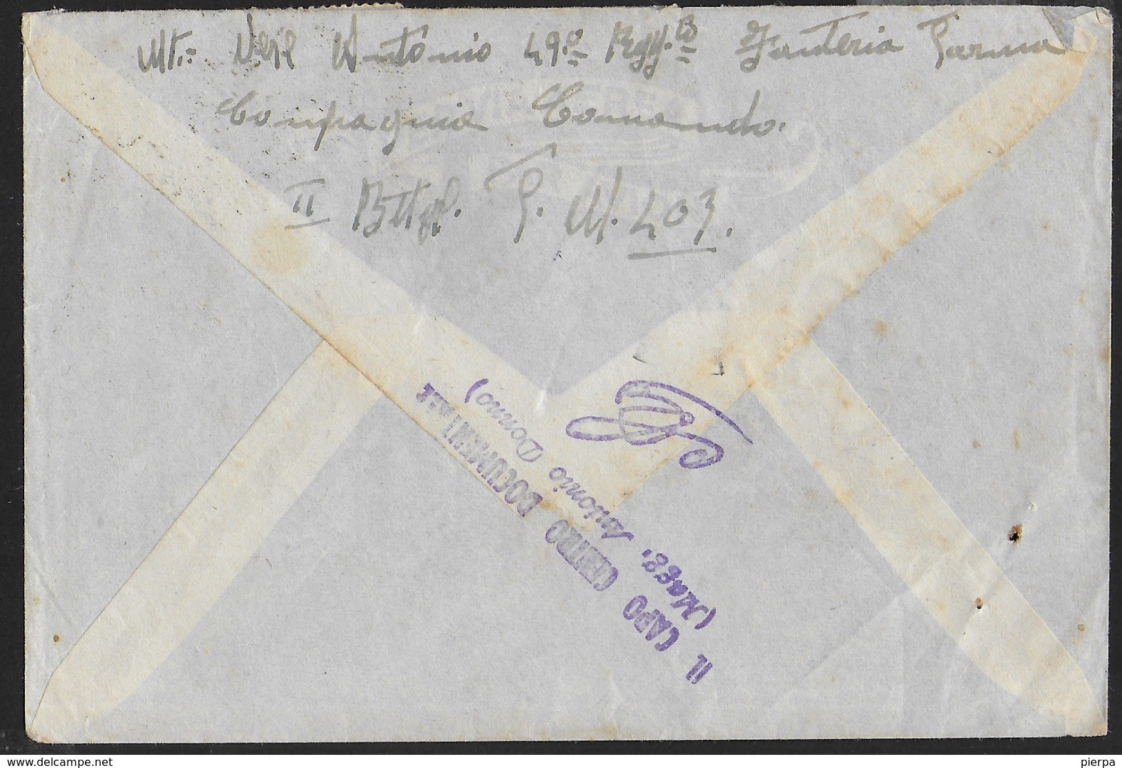 POSTA MILITARE - BUSTA PER VIA AEREA DA PM 403(bollo1)(VALONA-ALBANIA) (p.1) 30.07.1943 - Posta Militare (PM)