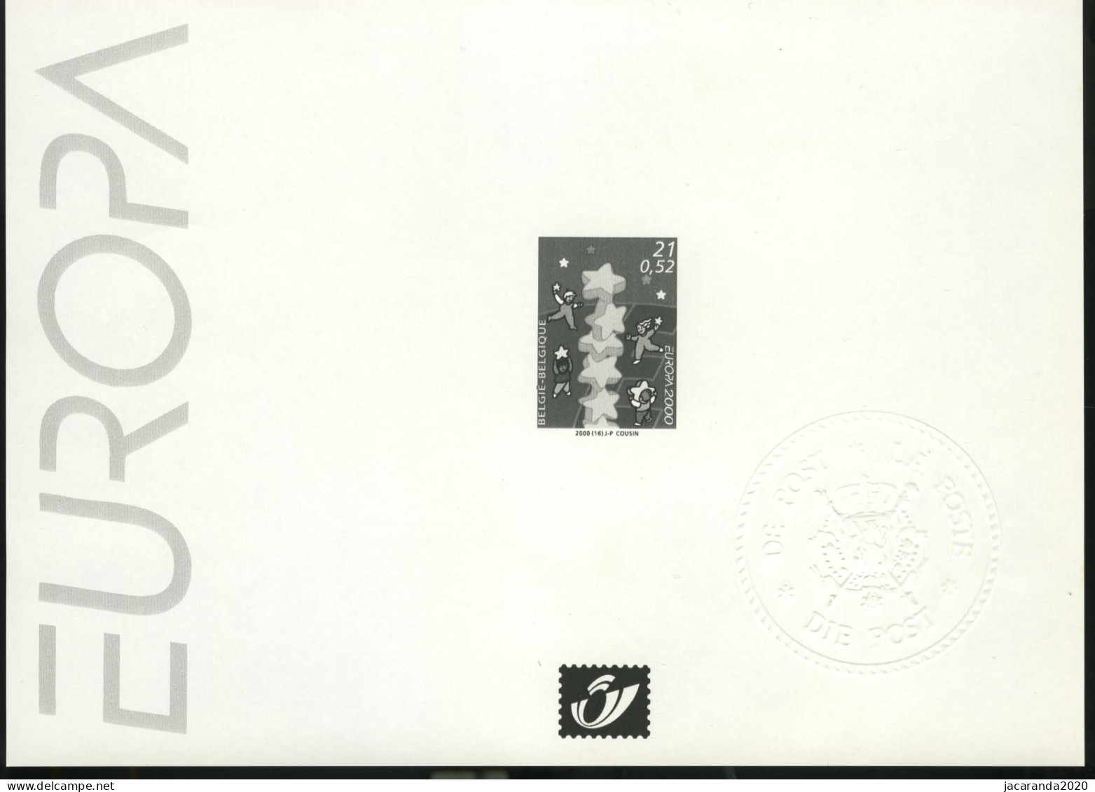 België ZW/NB 2922 - Europa 2000 - B&W Sheetlets, Courtesu Of The Post  [ZN & GC]