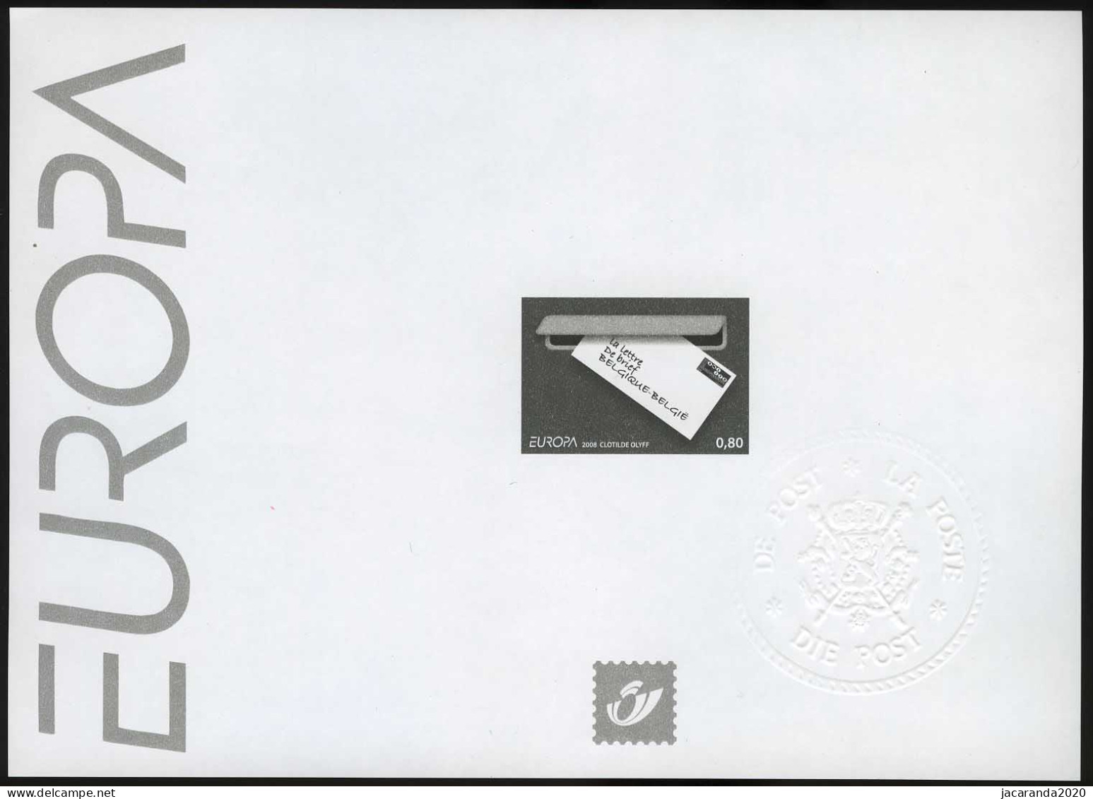België ZW/NB 3780 - Europa 2008 - B&W Sheetlets, Courtesu Of The Post  [ZN & GC]