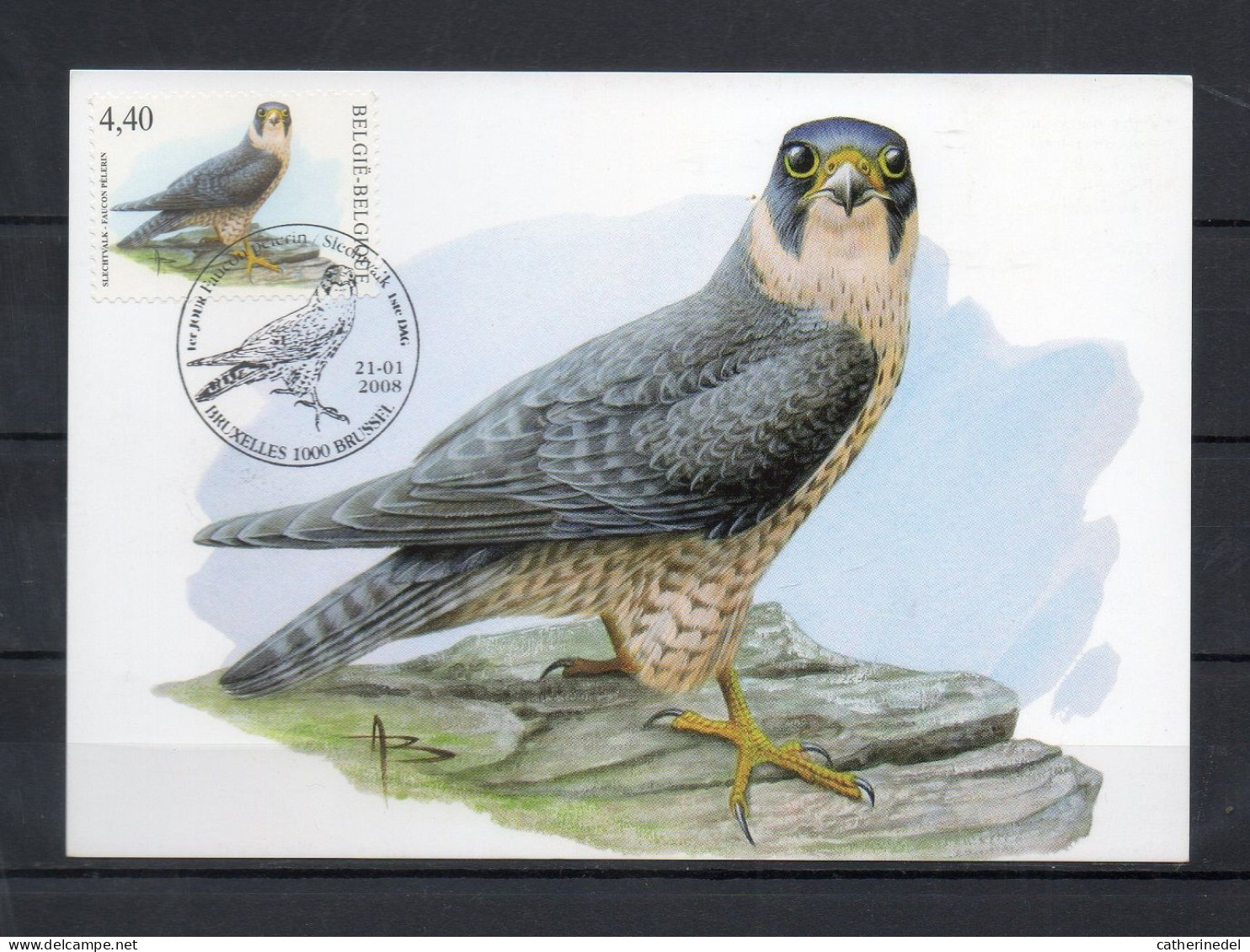 Année 2008 : Carte Maximum 3751 - Oiseaux - Faucon Pélerin - Buzin - Obli. Bruxelles-Brussel - 2001-2010