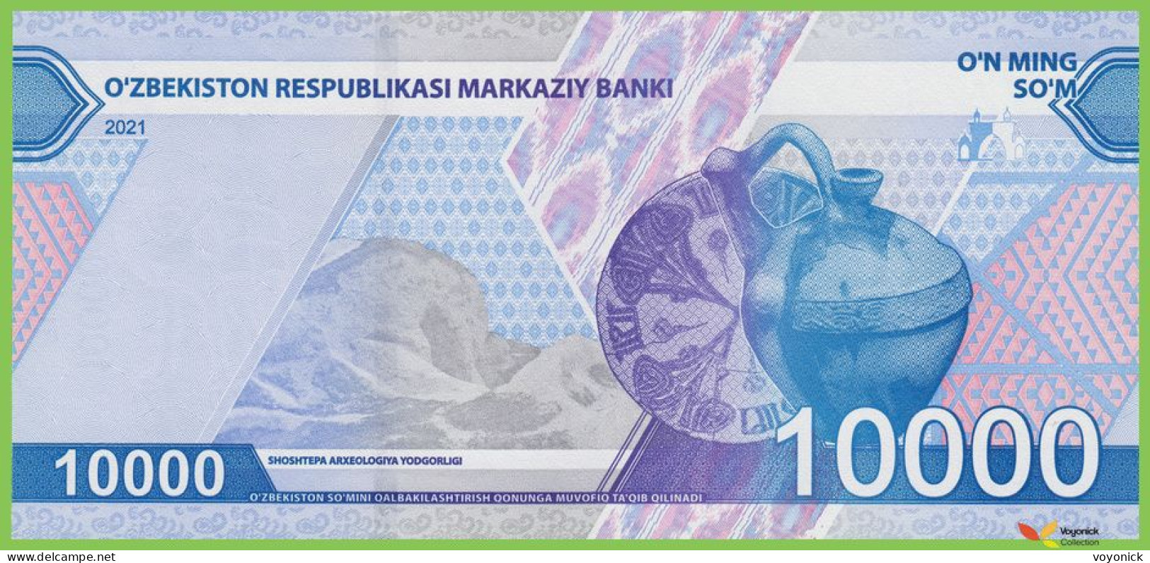 Voyo UZBEKISTAN 10000 So’m 2021 P89 B219a CX UNC Great Silk Road - Uzbekistan