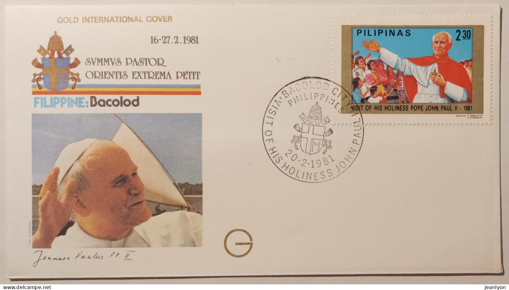 PAPE JEAN PAUL 2 - Voyage Philippines à Bacolod En Février 1981 - Enveloppe Commémorative Avec Timbre PILIPINAS - Päpste