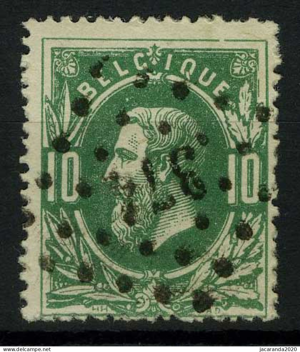 België 30 - Leopold II - 10c Groen - Kader Boven Rechts Onderbroken - Cadre Interrompu En Haut à Droite - 1849-1900