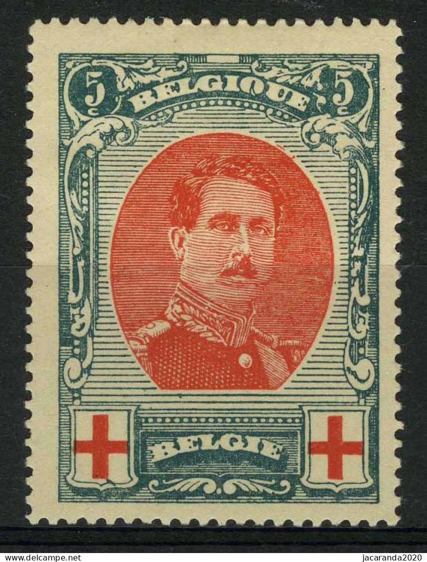 België 132-V1 * - Rode Kruis - Croix-Rouge - Koning Albert I - Roi Albert I - Streep Over Linker 5 - Trait Sur Le 5 - 1901-1930