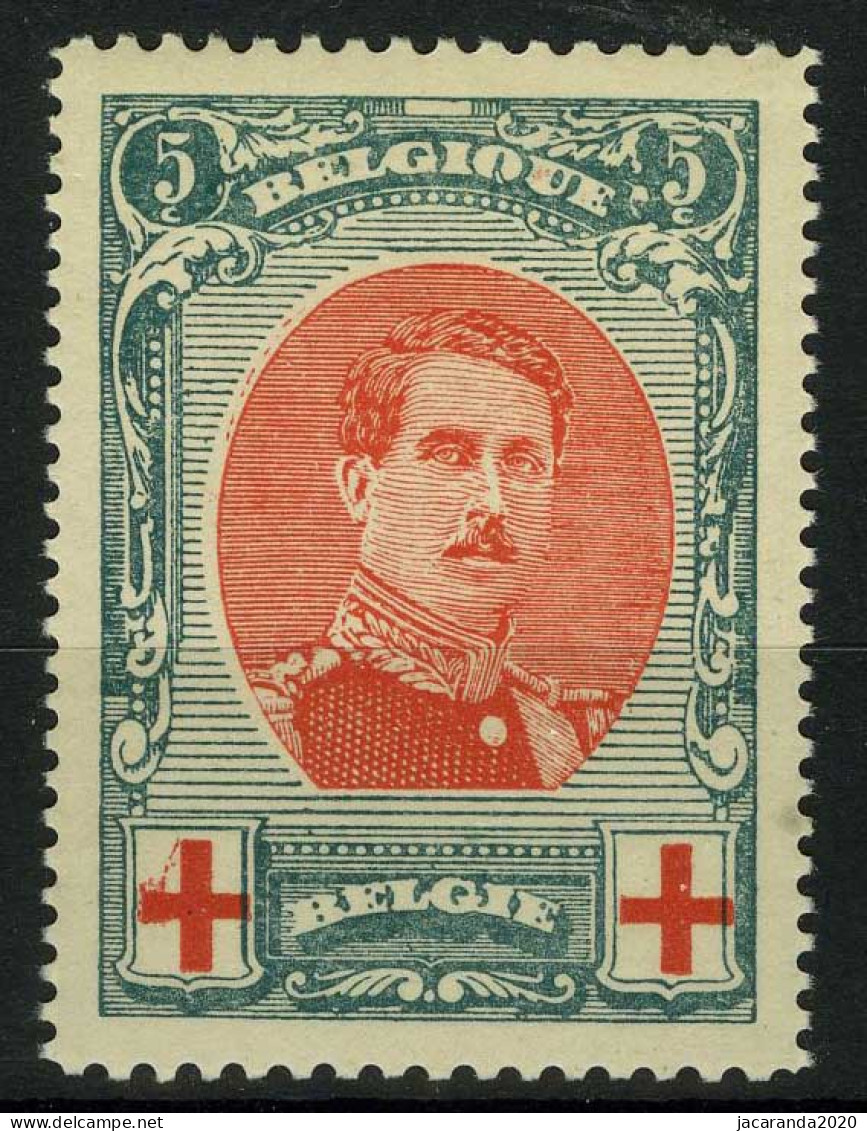 België 132A-V3 ** - Rode Kruis - Croix-Rouge - Tanding/Dentelure  12 X 14 - Rechterepaulet Gedraaid - Torsade - 1901-1930